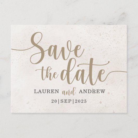 Elegant Save the Date Gold Kalligrafie Script Briefkaart (Voorkant)