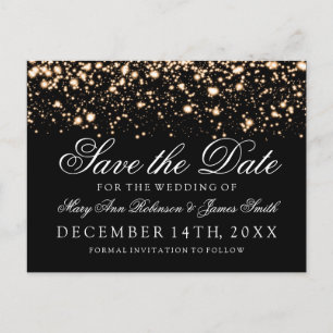 Elegant Save The Date Gold Midnight Glam Aankondigingskaart