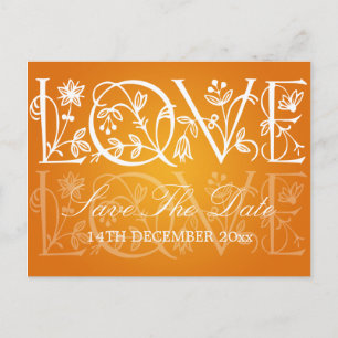 Elegant Save the Date Love Floure Oranje Aankondigingskaart