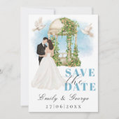 Elegant Save the Date met bruid en bruidegom Gazeb Kaart (Voorkant)