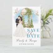 Elegant Save the Date met bruid en bruidegom Gazeb Kaart (Staand voorkant)