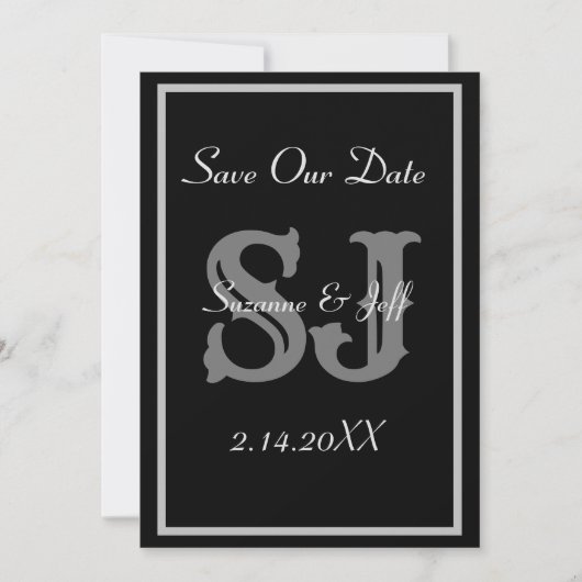 Elegant save the date monogram bruiloft kaart (Voorkant)