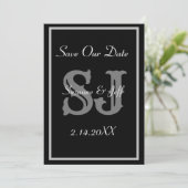 Elegant save the date monogram bruiloft kaart (Staand voorkant)
