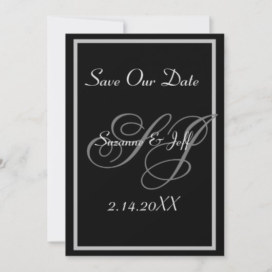 Elegant save the date monogram bruiloft kaart (Voorkant)