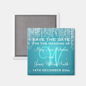 Elegant Save The Date Night Dazzle Blue Magneet (Voorkant / Achterkant)