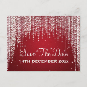 Elegant Save The Date Night Dazzle Rood Aankondigingskaart