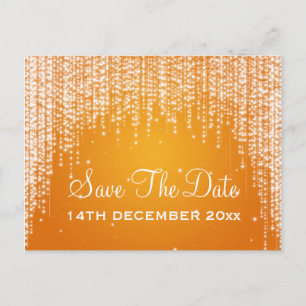 Elegant Save the Date Night Dazzle Sinaasappel Aankondigingskaart