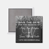 Elegant Save The Date Night Dazzle Zwart Magneet (Voorkant / Achterkant)