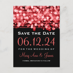 Elegant Save the Date Party schittert rood Aankondigingskaart