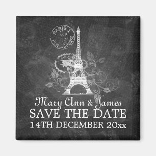 Elegant Save the Date Romantic Paris Black Magneet