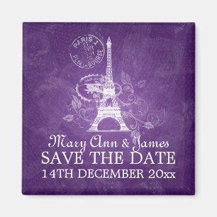 Elegant Save the Date Romantic Paris Paars Magneet