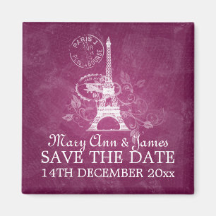 Elegant Save the Date Romantic Paris Pink Magneet