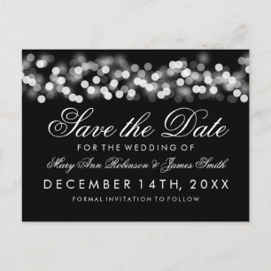 Elegant Save the Date Silver Hollywood Glam Aankondigingskaart