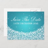 Elegant Save the Date Star Sparkle Blue Aankondigingskaart (Voorkant / Achterkant)