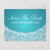 Elegant Save the Date Star Sparkle Blue Aankondigingskaart (Voorkant)