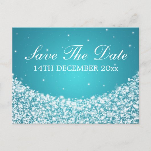Elegant Save the Date Star Sparkle Blue Aankondigingskaart (Voorkant)