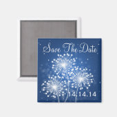 Elegant Save The Date Summer Sparkle Sapphire Blue Magneet (Voorkant / Achterkant)