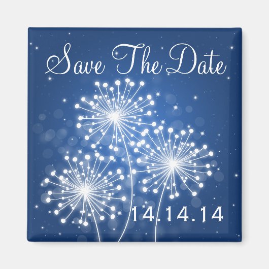 Elegant Save The Date Summer Sparkle Sapphire Blue Magneet (Voorkant)