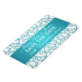 Elegant Save The Date Swirls Patroon Aqua Blue Magneet (Linkerzijde)
