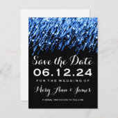 Elegant Save the Date Vallende Sterren Saffier Bla Aankondigingskaart (Voorkant / Achterkant)