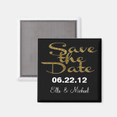 Elegant Save the date Zwarte magneet (Voorkant / Achterkant)