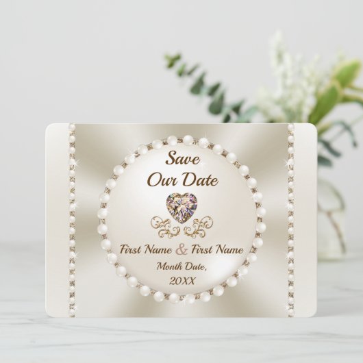 Elegant Save the Dates, Personalized Wedding Kaart (Staand voorkant)