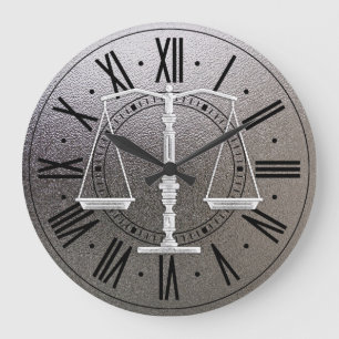 Elegant Scales of Justice Grafisch metallisch Grote Klok
