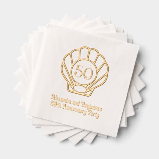Elegant Scallop Shell Seashell Jubileum Party 2 Folie Servetten (Insitu (Gestapeld))