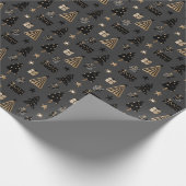 Elegant Scandi-kerstgoud en zwarte wrapping Cadeaupapier (Hoek)