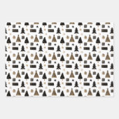 Elegant Scandi-kerstgoud en zwarte wrapping Inpakpapier Vel (Voorkant 3)