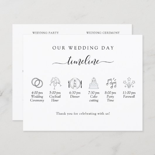 Élégant scénario minimal Mariage, programme (Devant / Derrière)