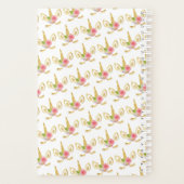 Elegant schattig  bloemgoud glitter unicorn planner (Achterkant)