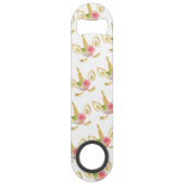 Elegant schattig  bloemgoud glitter unicorn speed flessenopener (Voorkant)