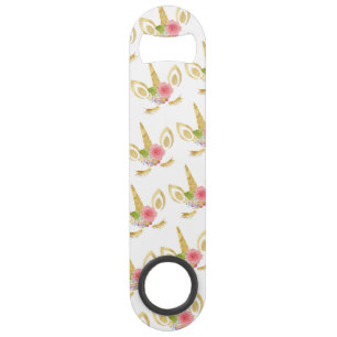 Elegant schattig bloemgoud glitter unicorn speed flessenopener