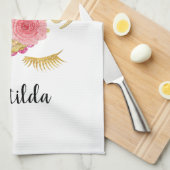 Elegant schattig bloemgoud glitter unicorn theedoek (Quarter Fold)