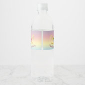 Elegant schattig eerjarig goud glitter unicorn waterfles etiket (Achterkant)