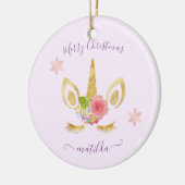 Elegant schattig kerstgoudglitter unicorn keramisch ornament (Links)