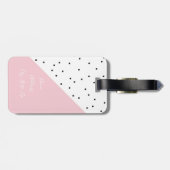 Elegant schattig zwart stip pastelroze bagagelabel (Achterkant horizontaal)