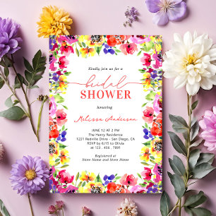 Elegant Schattige Bright Flowers Vrijgezellenfeest Kaart
