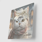  Elegant Schattige Kerst Kat Liefhebber Gift Vierkante Klok (Hoek)