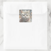 Elegant Schattige Kerst Kat Liefhebber Gift Vierkante Sticker (Tas)