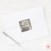 Elegant Schattige Kerst Kat Liefhebber Gift Vierkante Sticker (Envelop)