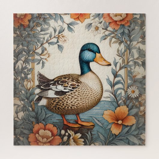 Elegant Schattige Plump Duck Bloemen Legpuzzel (Verticaal)