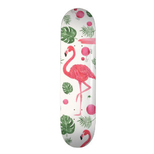 Elegant schattige roze waterverf flamingo bloemen skateboard