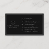 Elegant Schattige Zwart Modern Monogram Custom Visitekaartje (Achterkant)