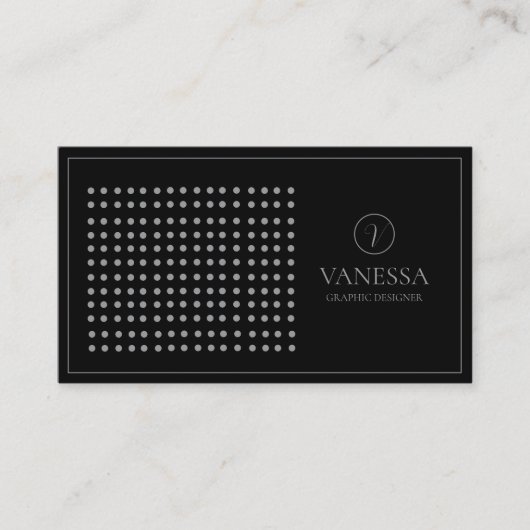 Elegant Schattige Zwart Modern Monogram Custom Visitekaartje (Voorkant)