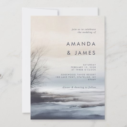 Elegant Schilderachtig Abstract Landschap Winter B Kaart (Voorkant)