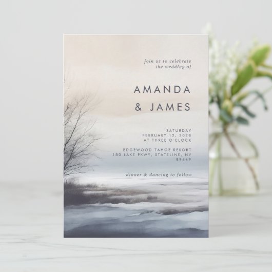 Elegant Schilderachtig Abstract Landschap Winter B Kaart (Staand voorkant)