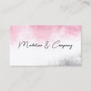 elegant schone waterverf roze en grijs minimalisti visitekaartje