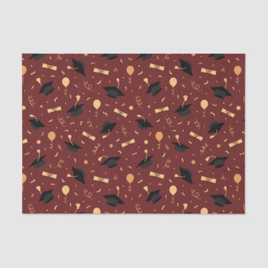 Elegant School Afstuderen Theme Burgundy Tissuepapier (Voorkant)